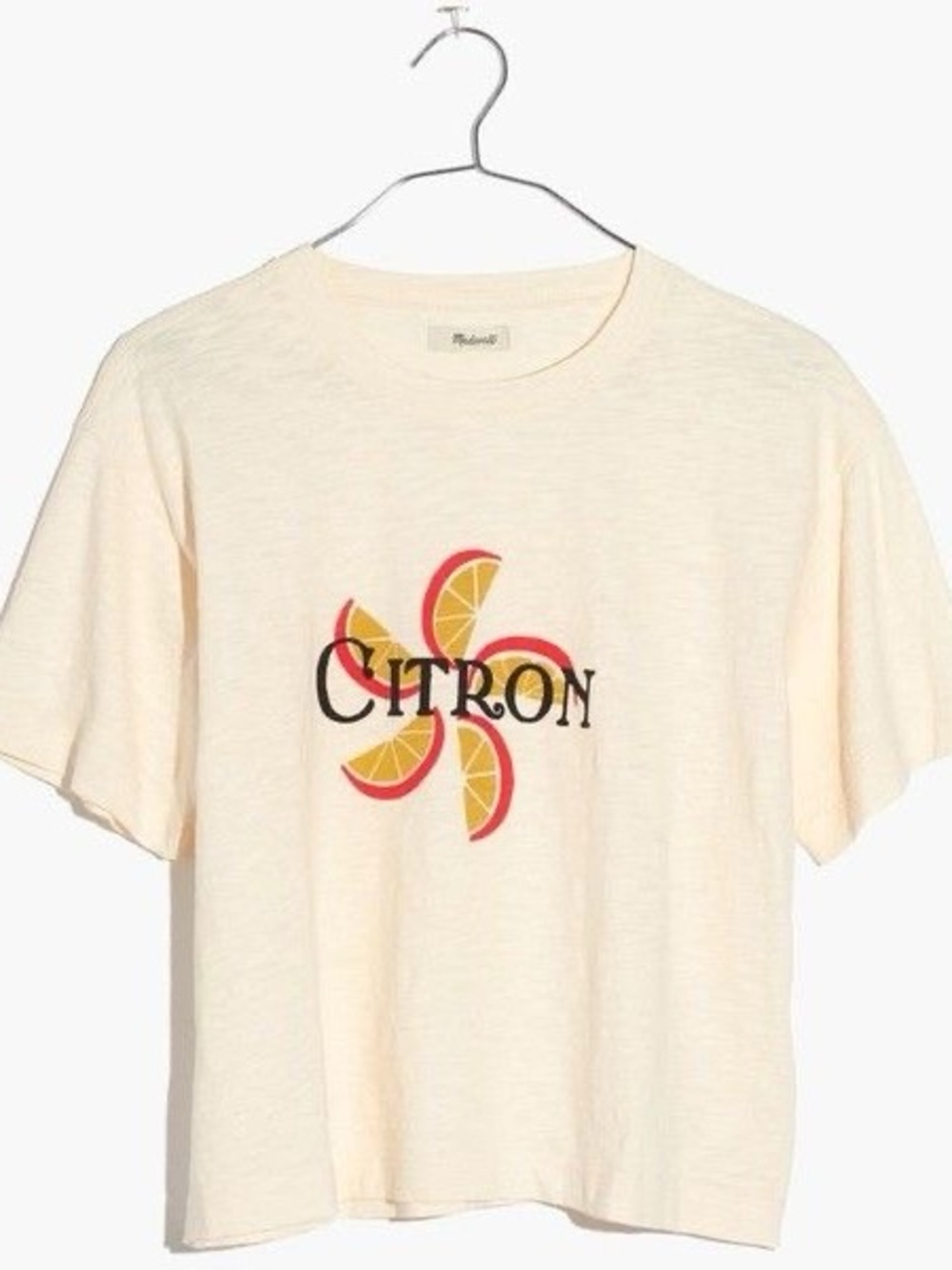Citron Graphic Tee in Light Beige with Yellow & Red Lemon Design - Picture 2 of 3